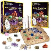 NATIONAL GEOGRAPHIC Mega Gemstone Dig Kit  Dig Up 15 Real Gemstones and Crystals, STEM Activities for Kids, Gem Mining Kit, Great Educational Science Gift for Girls and Boys (AMAZON EXCLUSIVE)