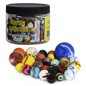 My Toy House Glass Marbles with Portable Container (Assorted Sizes and Colors)
