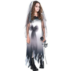 Zombie Bride Costume | Large 12-14 | White and Gray | 1 Set
