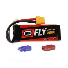 Venom Fly Series 30C 2S 2000mAh 7.4V LiPo Battery - Includes 14 AWG Soft Silicone Wire Connector, Patented Universal Plug/Adapter System Compatible with Deans and EC3 Plug Types