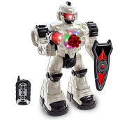 WolVolk 10 Channel Remote Control Robot Police Toy with Flashing Lights and Sounds, Great Action Toy for Boys