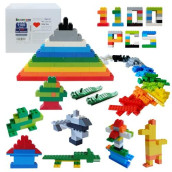 Brickyard Building Blocks 1,100 Piece Building Bricks Toy - Bulk Block Set with 154 Roof Pieces, 2 Free Brick Separators, Compatible with Lego