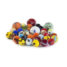 My Toy House Glass Marbles Bulk, Set of 40, (36 Players and 4 Shooters) Assorted Colors, with Game Marbles Rules