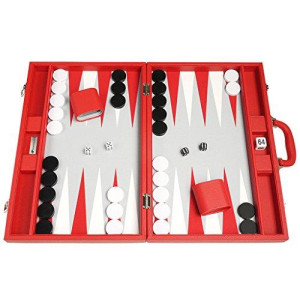 19-inch Premium Backgammon Set - Large Size - Red Board