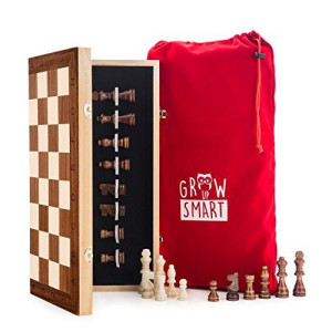 Smart Tactics 16 Folding Chess Set - Premium Edition with Chess Bag and Extra Chess Pieces