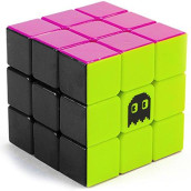 3 x 3 Stickerless Neon 80s Mod Puzzle Cube - Cool Fidget Toy Engineered for Fun & Speed Solving - Game & Desk Gadget for Adults and Families - Party Favor, Stocking Stuffer, & Stress Relief Activity