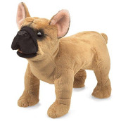 Folkmanis French Bulldog Hand Puppet Plush, Light Brown/Dark Brown, 1 EA