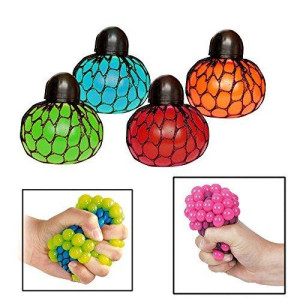 Bulk Pack of 12 Mesh Squishy Stress Relief Balls - Tear-Resistant Non-toxic - Holiday, Birthday Party Favor - For Autism, ADHD, Bad Habits, Kids Prizes, and Adults By Toy Cubby
