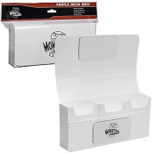 Monster Magnetic Triple Deck Storage Box(White) w/ 3 Removable Deck Trays-Holds 225+ Gaming TCGs- Compatible w/ Yugioh, MTG,Magic The Gathering, Pokmon - Long Lasting, Durable Riveted Construction