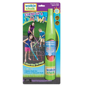 Walkie Chalk Stand-up Sidewalk Chalk Holder, (Lime), Creative Outdoor Toys for Kids and Adults Including 2x Chalks, Street Art & Playground Supplies, Accessible Fun for Everyone