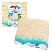 SCS Direct Brick Building Blocks Baseplates with Beach Pattern Scene - Large 10"x10" Dual Sided Beach Baseplates (2 Pack) for Activity Table are compatible with and fit tightly with all major brands