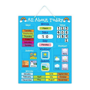 5K Education All About Today Weather & Calendar Magnetic Board - Blue