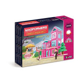 Magformers Sweet House 64 Pieces Pink and Purple Colors, Educational Magnetic Geometric Shapes Tiles Building STEM Toy Set Ages 3+