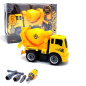 MUKIKIM Construct A Truck - Mixer. Take it Apart & Put it Back Together + Friction Powered(2-Toys-in-1!) Awesome Award Winning Toy That Encourages Creativity! 