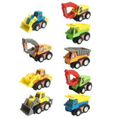 Fajiabao Kids Construction Car Toys for 3 4 5 Year Old Boys Toddler Mini Pull Back Vehicles Excavator Truck Tractor Party Supplies Favors Egg Fillers Birthday Gift Easter (Color Random)