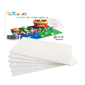 Building Bricks Block Base Plate - White 6 Pack of 5X10 Baseplates - Compatible Major Brands Building Block Toys