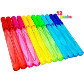 JOYIN 14.6 Big Bubble Wands for Kids, 1 Dozen Bubble Wand Bulk with Bubbles Refill Solution for Summer Toy Party Favor, Outdoors Activity, Easter Basket Stuffers, Birthday Gift