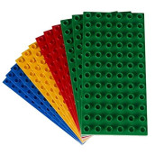 Classic Big Briks Baseplates by Strictly Bricks | Premium 7.5" x 3.75" Large Brick Building Base Plates | 100% Compatible with All Major Large Brick Brands | 12 Stackable Baseplates: Basic Colors