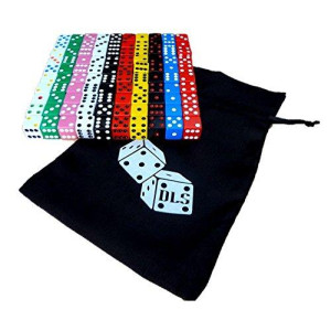 Discount Learning Supplies 200 Assorted Dice 10 Colors 16 mm with DLS Storage Bag - 2 x 100 Dice Total - 2 Bags Total - Great for Gaming Casino Night