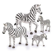 Terra by Battat - Zebra Family - Miniature Zebra Animal Toys for Kids 3-Years-Old & Up (4 Pc), Brown/a