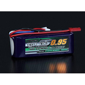 HobbyKing Turnigy nano-tech 950mah 3S 25~50C Lipo Pack / Capacity: 950mAh / Voltage: 3S1P / 3 Cell / 11.1V / Discharge: 25C Constant / 50C Burst / Weight: 69g (including wire, plug & case)