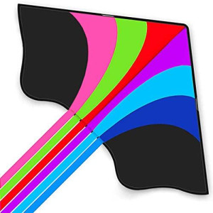 Stoie's Giant Rainbow Delta Kite for Adults, Kites for Kids Ages 4-8 and Ages 8-12, Kites for Toddlers Age 3-5 - Stunt Kite for Kids, Kites for Adults Easy to Fly, Large Beach Kite with Tails