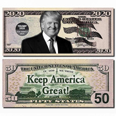 Trump Best Real Looking Play Money, Real Size & Color Double Sided 50 Bills of $50, That resembles 50 States 2 Packs 25 per pad