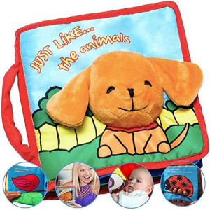 ToBe ReadyForLife Just Like The Animals Cloth Book, Crinkle Soft Books for Babies,, Baby Toys 6-12 Months