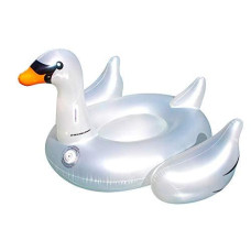 Swimline 90702 Giant Inflatable LED Light-Up Swan Pool Raft, White