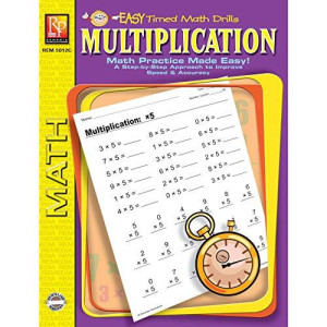 Remedia Publications REM5012C Multiplication Easy Timed Math Drills Book, 0.1" Height, 8.6" Wide, 11.3" Length