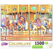 George Colorluxe 1500 Piece Puzzle - Vintage Carousel Horses