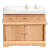 Melody Jane Dolls Houses Light Oak Sink Unit w Towel Rail Miniature Wooden Kitchen Furniture