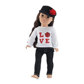Emily Rose 18 Inch Doll Clothes | 3 Piece 18" Doll Jeans and T-Shirt Tee Outfit, with Matching Denim Hat Accessory | Compatible with American Girl Dolls