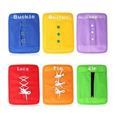 YHZAN Montessori Toys Early Learning Basic Life Skills Busy Board Learn to Dress Practice Boards - Zip, Snap, Button, Buckle, Lace & Tie Toys for 2 3 4 Year Old Toddlers