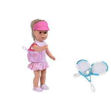 Tennis Set for 18 inch Dolls - Includes Rackets, Dress, and Doll Cap - Pink