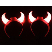GIFTEXPRESS 2-pack Red Flashing Light Up LED Devil Horns Headband Halloween Costume Head Boppers (2-pack)