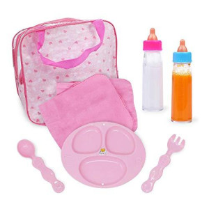 Mommy & Me Baby Doll Accessories Feeding Care 7 Piece Set in a Bag, Includes Doll Magic Bottles