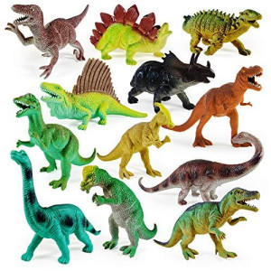 Boley 12 Pack 9-Inch Educational Dinosaur Toys - Kids Realistic Toy Dinosaur Figures for Cool Kids and Toddler Education! (T-Rex, Triceratops, Velociraptor, and More!)