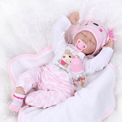 OCSDOLL Reborn Baby Dolls 22 Cute Realistic Soft Silicone Sleeping Baby Dolls Real Newborn Baby Doll Girl with Closed Eyes
