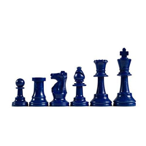 WE Games Color Bright Plastic Staunton Tournament Chessmen with 3.75 in. King - Half Set, Blue