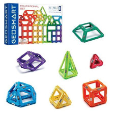GeoSmart Educational STEM Building Set 100 GeoMagnetic Pieces with Spinners and Wheels