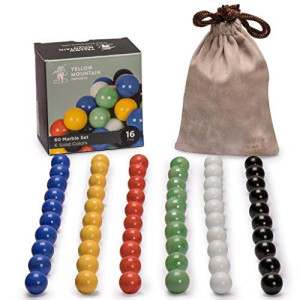 Yellow Mountain Imports 60 Pieces Chinese Checkers Glass Marbles Set with Solid Colors - 16 Millimeters