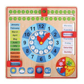 Pidoko Kids Montessori Toys for Toddlers 3 Years - 4 Year Old Learning Materials for Preschool - All About Today Board - Wooden Calendar and Learning Clock - Educational Gifts for Boys and Girls
