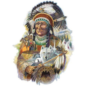 Bits and Pieces - 750 Piece Shaped Jigsaw Puzzle for Adults - Spirit of The Wind - 750 pc Native American Jigsaw by Artist Ruane Manning