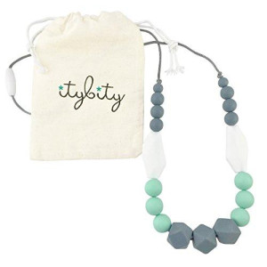 The Original Baby Teething Necklace for Mom, Silicone Teething Beads, 100% BPA Free (Gray, Mint, White, Gray)