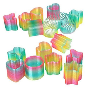 Liberty Imports 24 PCS Mini Rainbow Magic Springs Multi-Shape Assortment in Bulk for Birthday Party Favors, Prize, Goodie Bag Fillers (2 Inches)