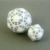 120-sided and 48-Sided Dice in White
