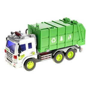 PowerTRC Friction Powered Garbage Truck Toy with Lights and Sounds