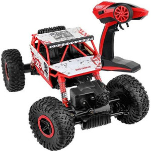 Click N Play Remote Control Car 4WD Off Road Rock Crawler Vehicle 2.4 GHz, Red