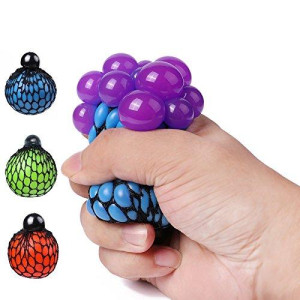 Fireboomoon Stress Relief Squeezing Soft Rubber Vent Grape Ball Hand Wrist Toy Funny Geek Gadget Vent Toy, Orange/Blue/Green, 3 Piece